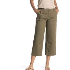 J. Crew Green Wide Leg Button Fly Trouser Pants Green Wide Leg Button Size 8